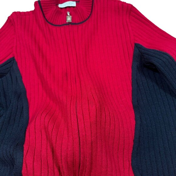 St. John Sport By Marie Red Black Knit Full Zip Y2K Sport Women's Size M-L - Picture 2 of 13